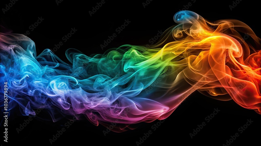 colorful wavy smoke flame on black background colorful wavy smoke flame on black background