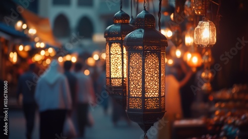 Ornamental Lanterns in a Middle Eastern Market photo