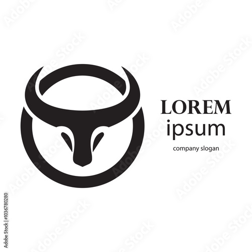 aggressive horned bull head logo design