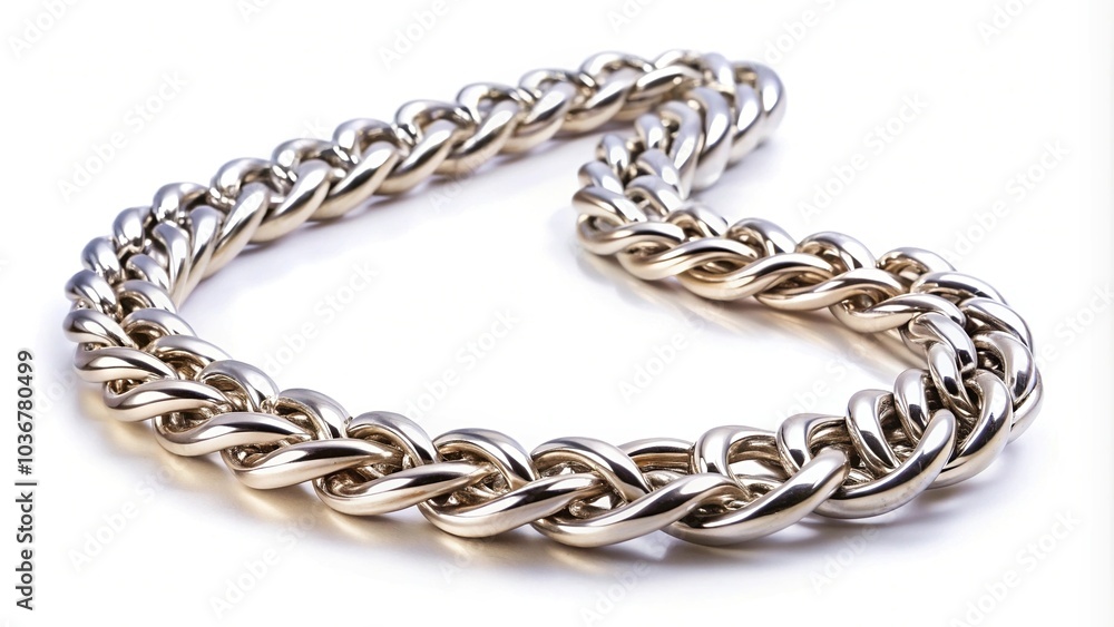 Fototapeta premium Contemporary chunky silver box chain necklace isolated on clear background