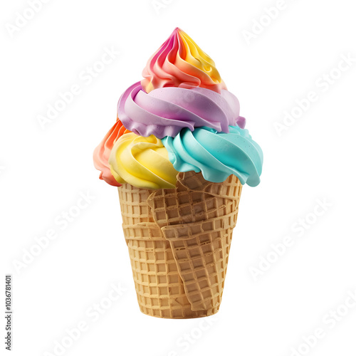 Rainbow Ice Cream Isolated on a Transparent Background