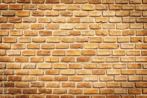 Forced perspective brick wall with beige plaster texture background