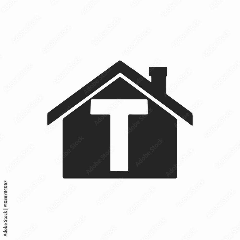 Simple black silhouette logo of a T letters house isolated on a white background, T letters house silhouette Design Vector, 3d house icon, home icon on black background, illustration of a house Logo Simple black silhouette logo of a T letters house isolated on a white background, T letters house silhouette Design Vector, 3d house icon, home icon on black background, illustration of a house Logo