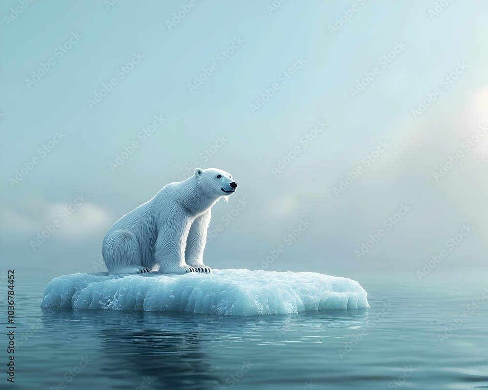 Polar Bear Stranded on Shrinking Ice Floe Amid Global Warming Crisis Polar Bear Stranded on Shrinking Ice Floe Amid Global Warming Crisis