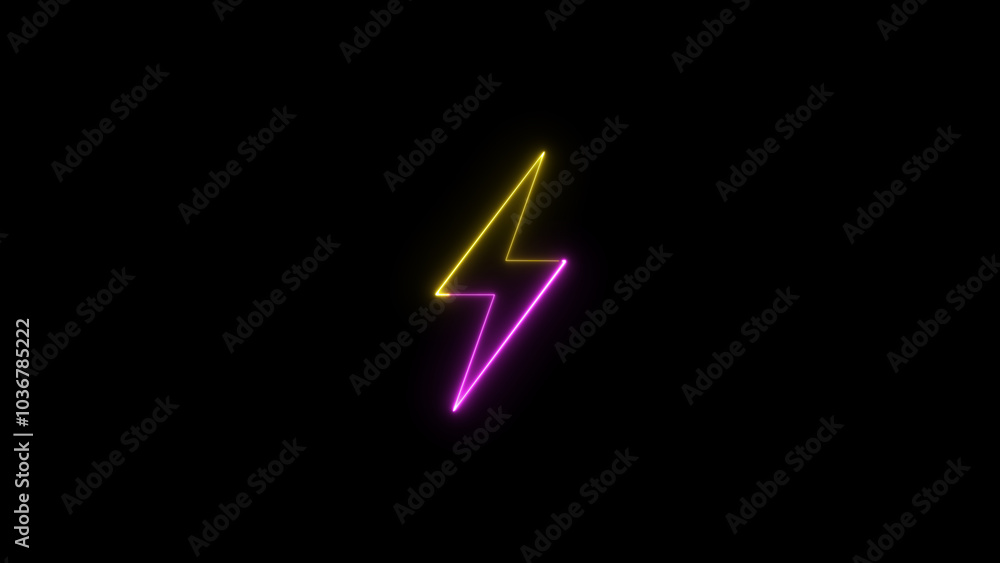 Neon glowing Lightning bolt icon. Concept of lightning, thunder electricity. Neon glowing Lightning bolt icon. Concept of lightning, thunder electricity.