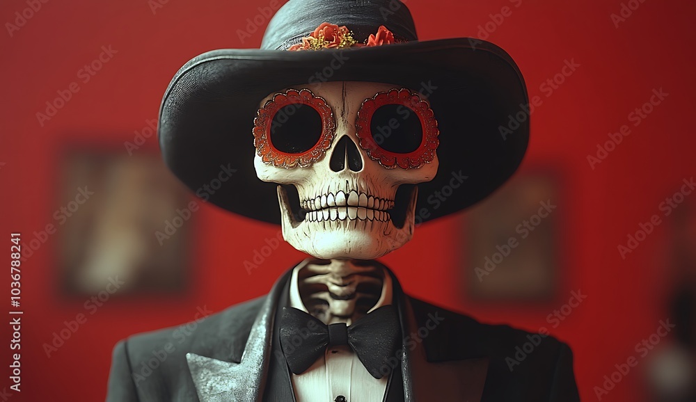 Dapper Skeleton in a Hat and Bow Tie Dapper Skeleton in a Hat and Bow Tie