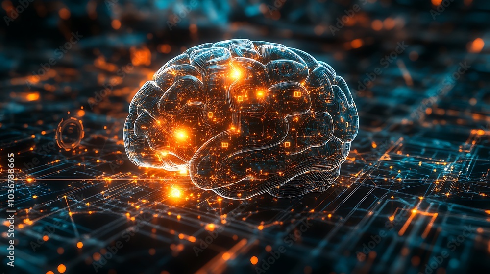 A glowing brain intertwined with gears and digital symbols, representing creative problem-solving. A glowing brain intertwined with gears and digital symbols, representing creative problem-solving.