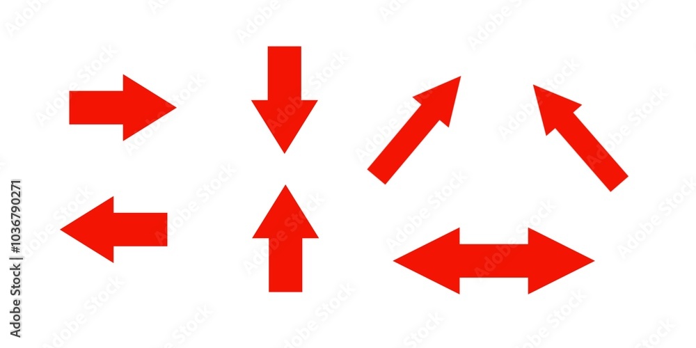red arrow icon set in white background red arrow icon set in white background