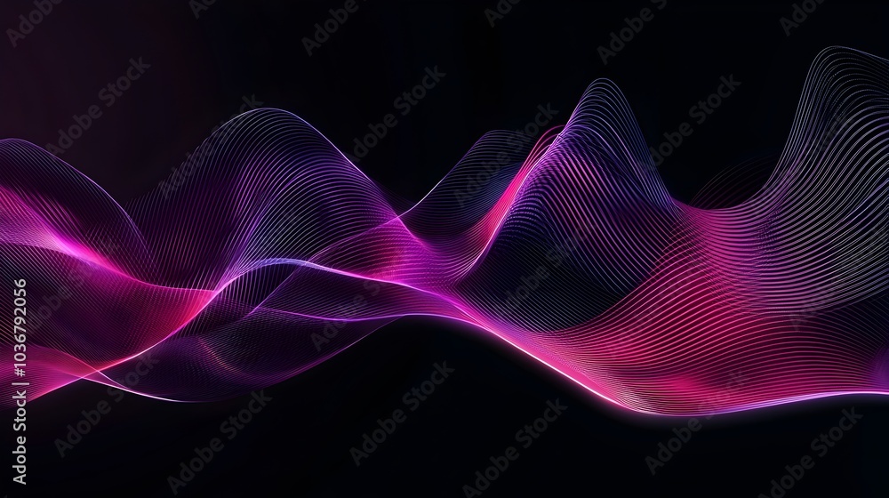 Mesmerizing Neon Waves of Flowing Pink and Purple Gradients on Abstract Dark Background Mesmerizing Neon Waves of Flowing Pink and Purple Gradients on Abstract Dark Background