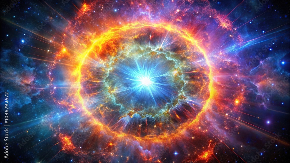 Fototapeta premium Macro brilliant supernova with explosive color and a cosmic backdrop ideal for a universe themed wallpaper