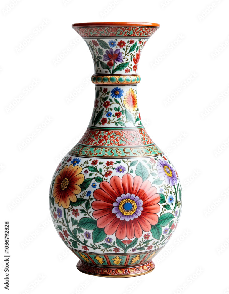 Elegant Ceramic Vase with Intricate Floral Designs and Patterns Elegant Ceramic Vase with Intricate Floral Designs and Patterns