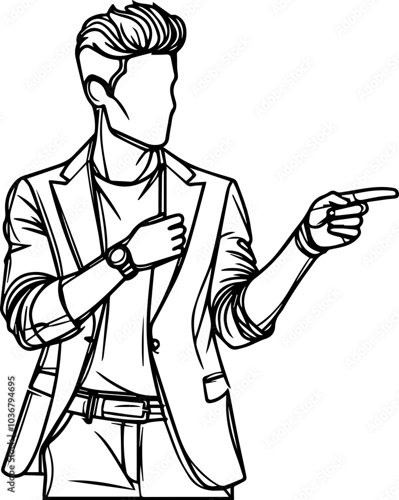 Black Line Art Corporate Entrepreneur Man Elegant Style Hand Drawn Illustration Black Line Art Corporate Entrepreneur Man Elegant Style Hand Drawn Illustration