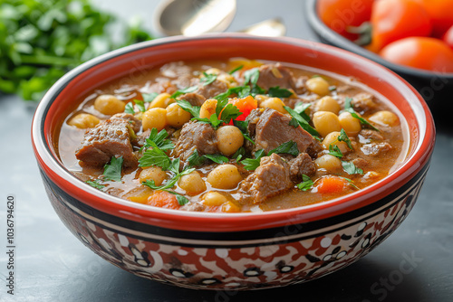 Libyan Sharba with Lamb and Chickpeas in a Spiced Tomato Broth