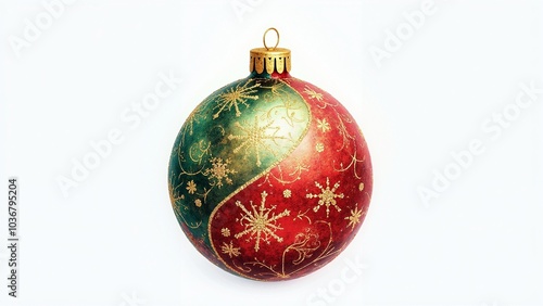 Exquisite Watercolor Christmas Ball Clipart: Festive Ornament for Holiday Designs and Seasonal Marketing