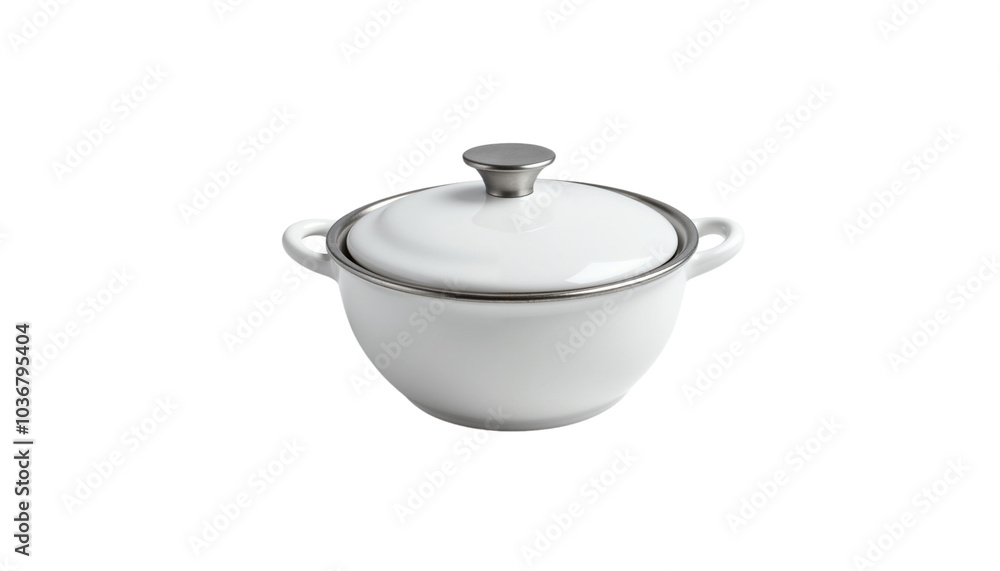 Elegant White Ceramic Serving Dish with Lid and Handles. Elegant White Ceramic Serving Dish with Lid and Handles.