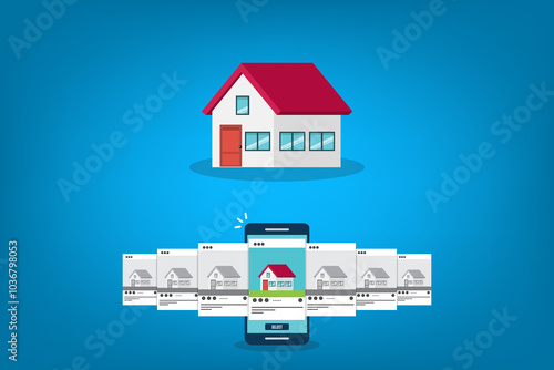 Wallpaper Mural House searching. Smartphone with mobile application for realtors. Deals with real estate and private property. Apartment purchase. Torontodigital.ca