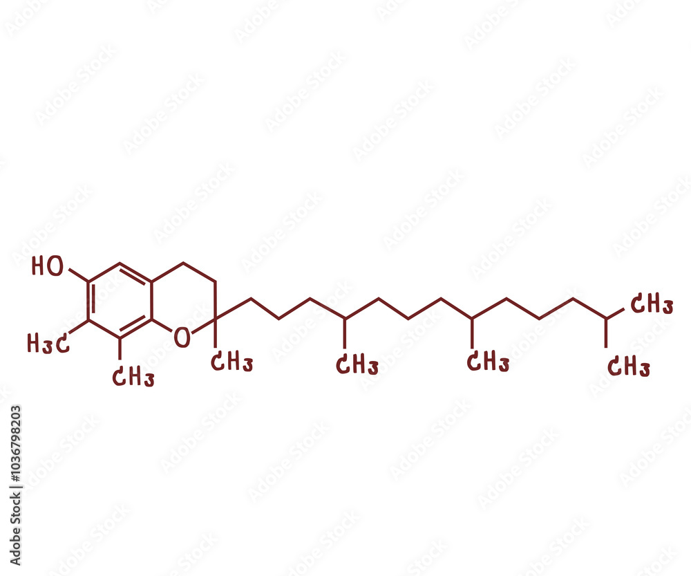 chemical structure of or VitaminE or Gammatocopherol illustration chemical structure of or VitaminE or Gammatocopherol illustration