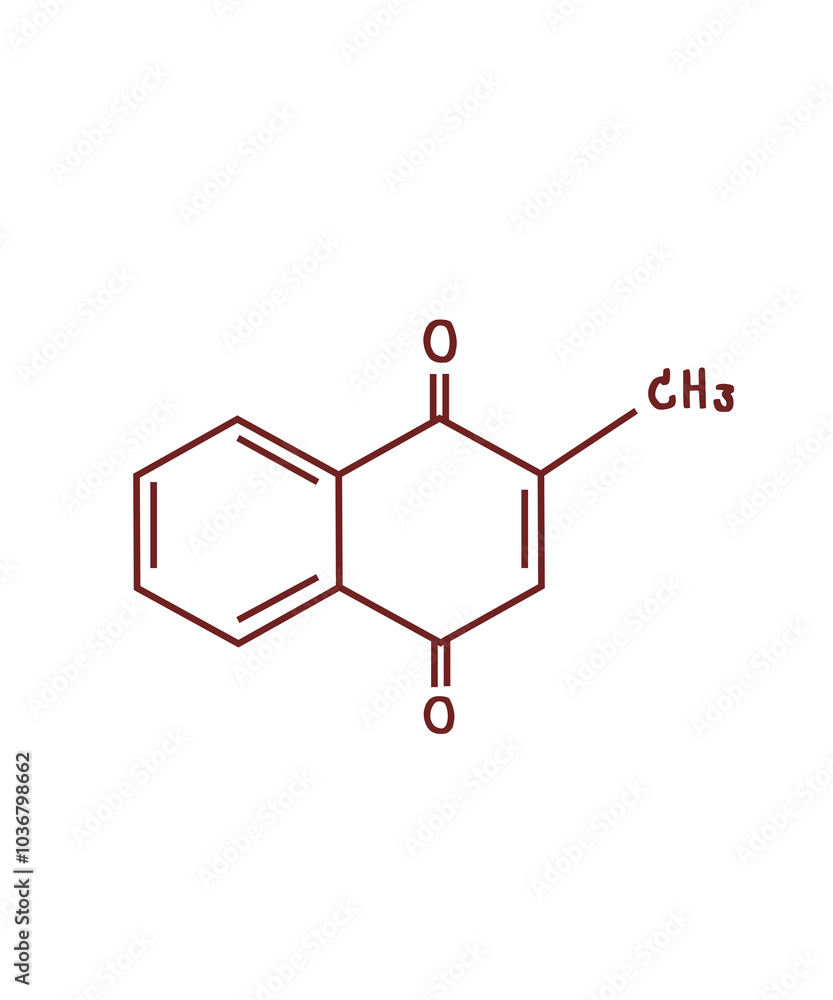 chemical structure of or Vitamin K3 or Menadione illustration chemical structure of or Vitamin K3 or Menadione illustration