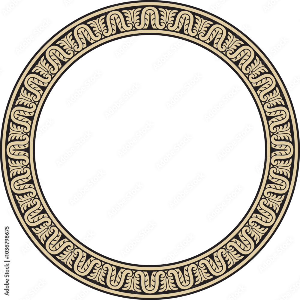 Vector gold and black round classic renaissance ornament. Circle, ring european border, revival style frame Vector gold and black round classic renaissance ornament. Circle, ring european border, revival style frame