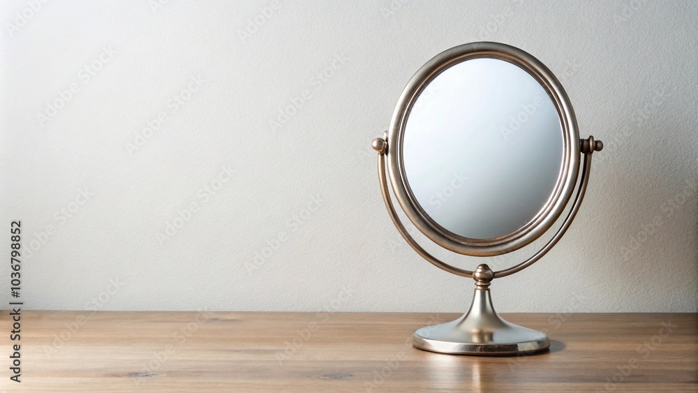 Mirror on table isolated on white background Mirror on table isolated on white background