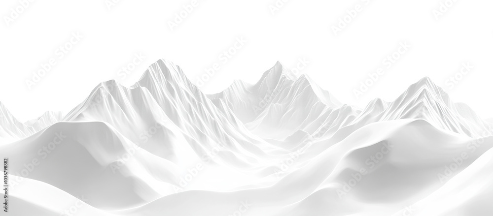 Obraz premium Majestic white icy mountains in a snowy landscape, isolated on transparent cutout background