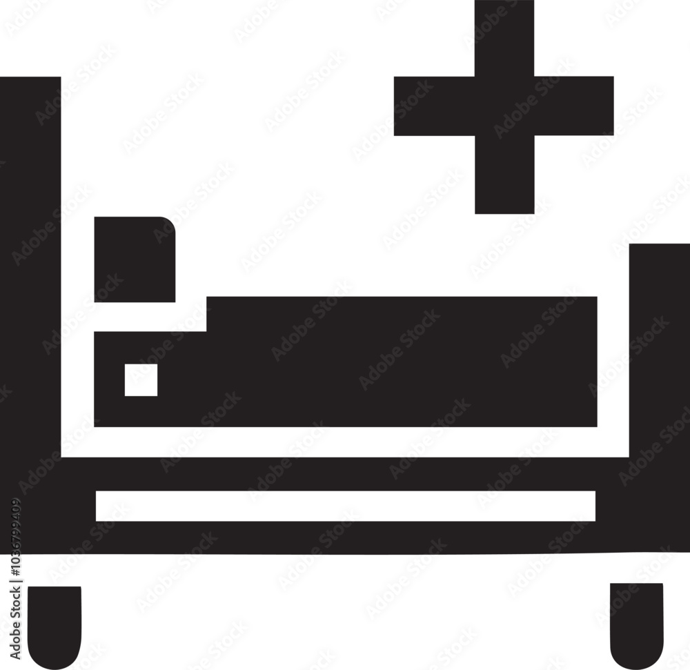 hospital bed silhouette vector icon illustration. hospital bed silhouette vector icon illustration.