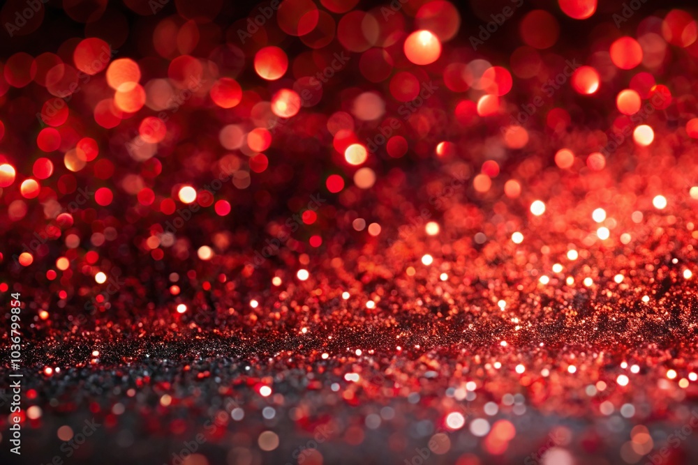 Macro red glitter shining on black background Macro red glitter shining on black background