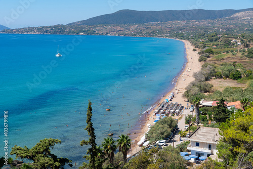 Obraz na płótnie Zagka beach in Koroni under the castle, Peloponnese, Greece w salonie