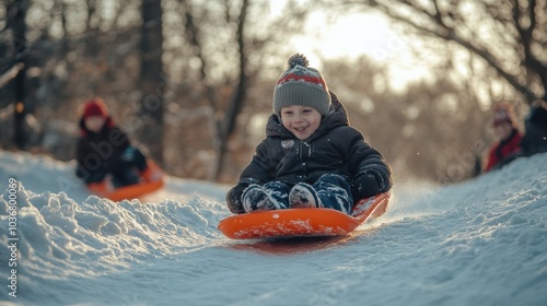 In winter, children go sledding down the hill 