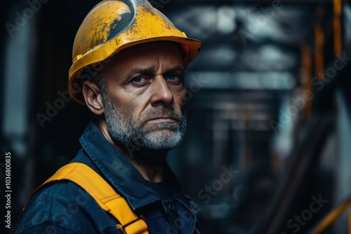 Wallpaper Mural Image of a construction worker set against a dark background, illustrating a construction theme Torontodigital.ca