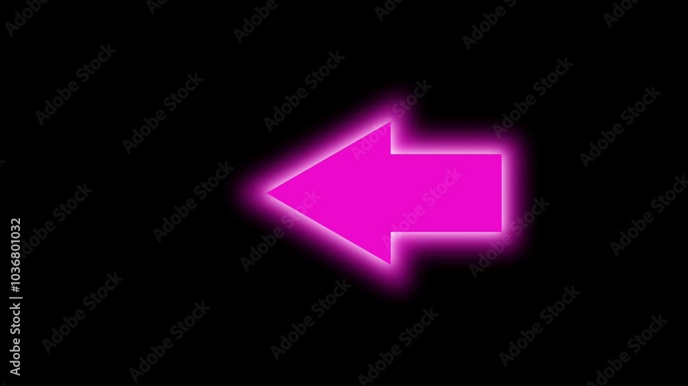 Pink neon arrow pointing left animation on black background suitable for social media posts, website banners, and directional signage projects Pink neon arrow pointing left animation on black background suitable for social media posts, website banners, and directional signage projects
