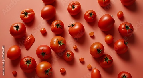 tomatoes on a red background 