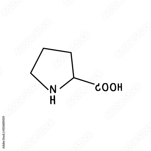 chemical structure of Proline illustration