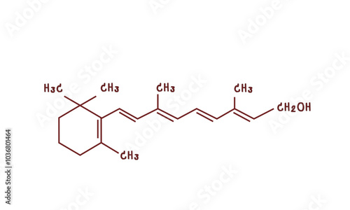 chemical structure of retinol illustration