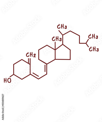 chemical structure of Vitamin D3 or Cholecalciferol illustration