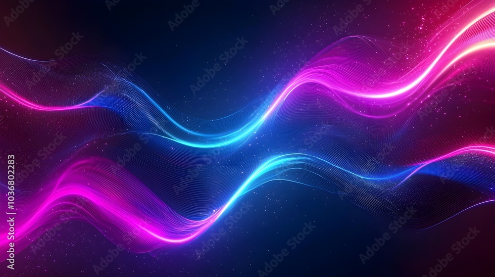Flowing Neon Wave Abstract Digital Background Flowing Neon Wave Abstract Digital Background