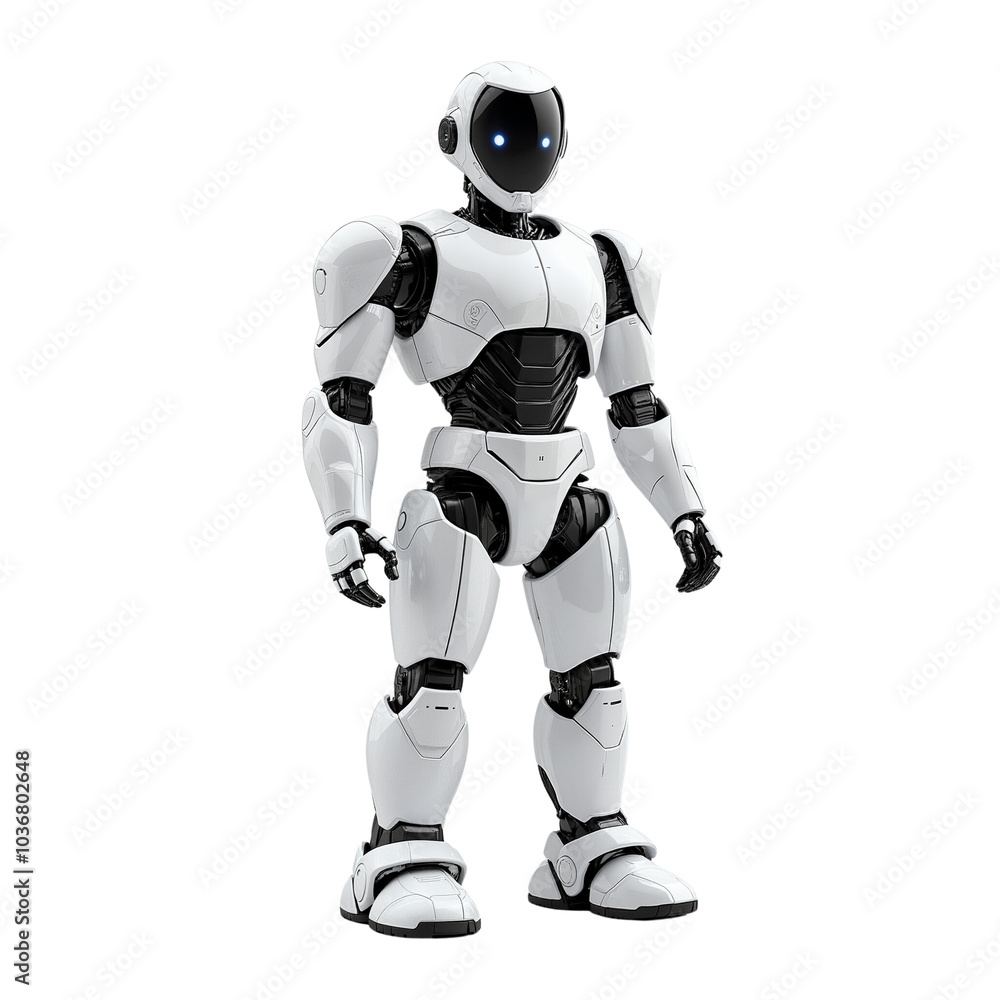 Futuristic Humanoid Robot with Sleek Design and LED Features. Futuristic Humanoid Robot with Sleek Design and LED Features.