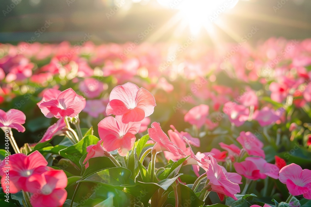Fototapeta premium Pink Flowers Blooming in Sunlight - Beautiful Floral Photography