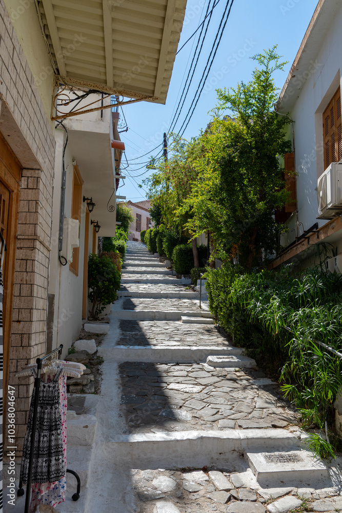 Traditional alley in Koroni town, Peloponnese, Greece