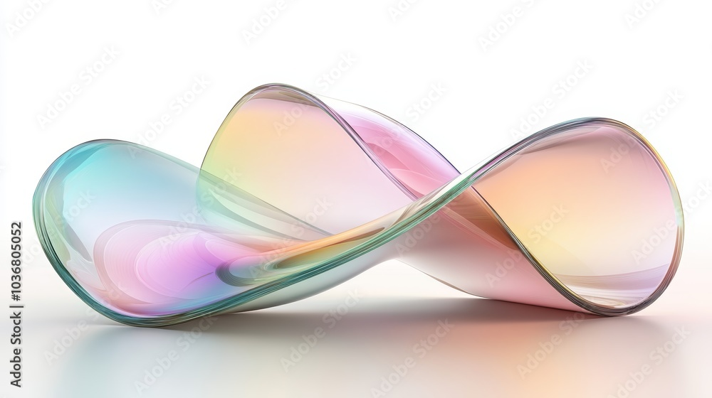 Naklejka premium A colorful, abstract ribbon-shaped design with a glossy finish, showcasing vibrant gradients in a mesmerizing, flowing form.