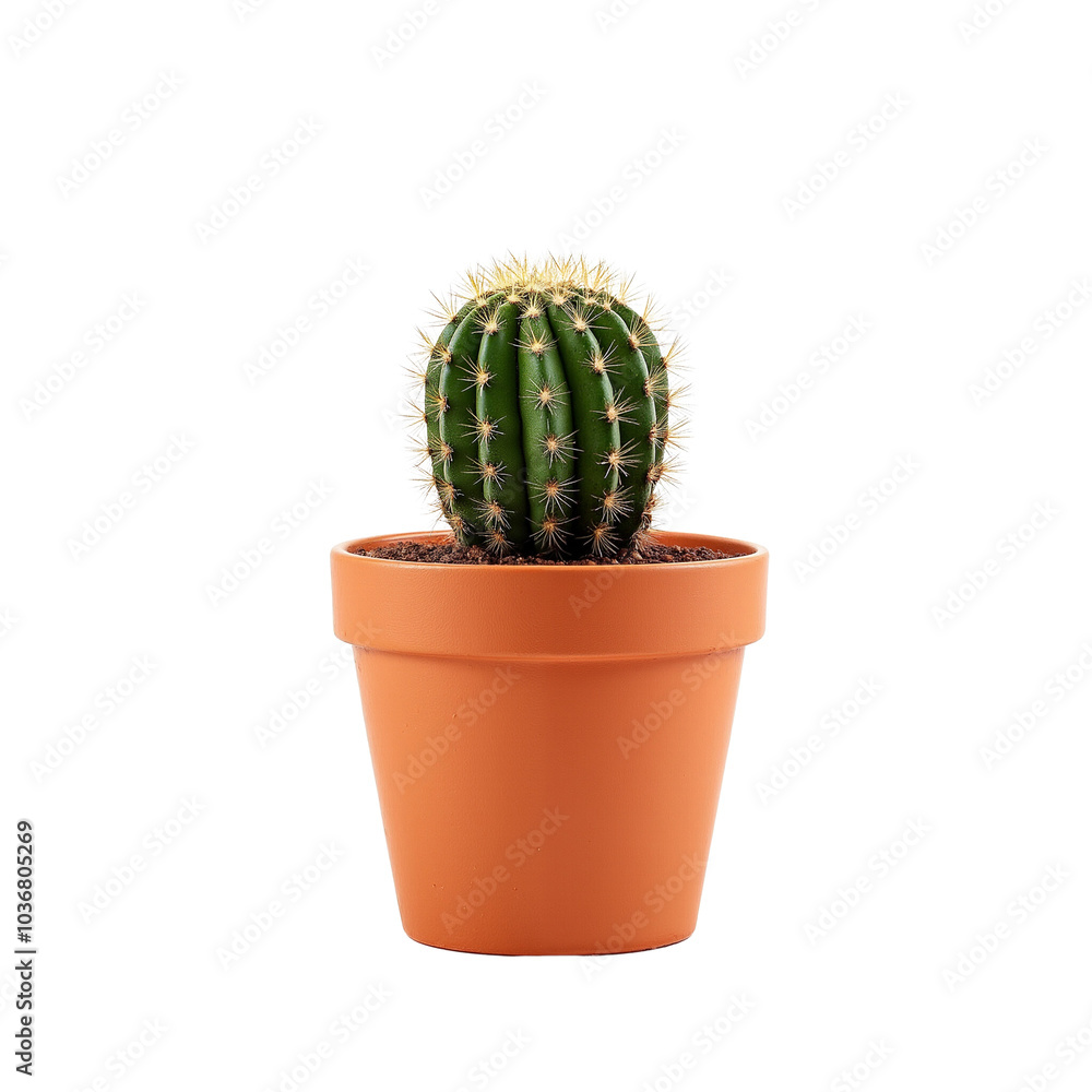 Green Cactus in an Orange Pot Sitting on a White Surface Green Cactus in an Orange Pot Sitting on a White Surface