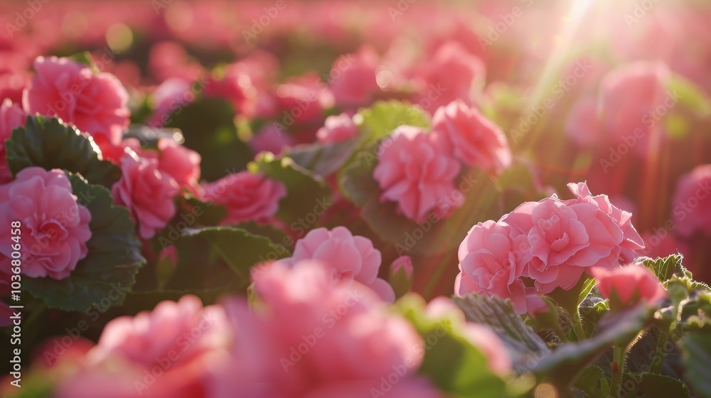 Fototapeta premium Soft Pink Flowers in Sunlight - Beautiful Floral Background