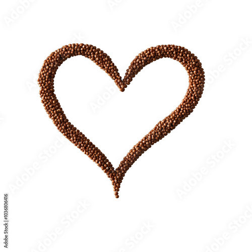 Teff tiny dark brown seeds crisp heart outline with subtle shadows Food and culinary concept