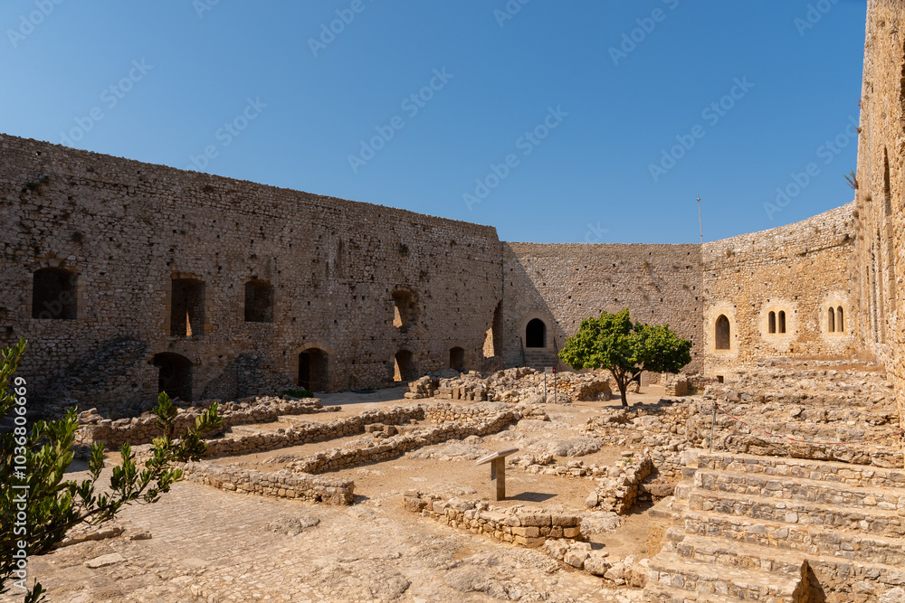 Chlemoutsi (Clermont) castle in Kyllini town, Peloponnese, Greece