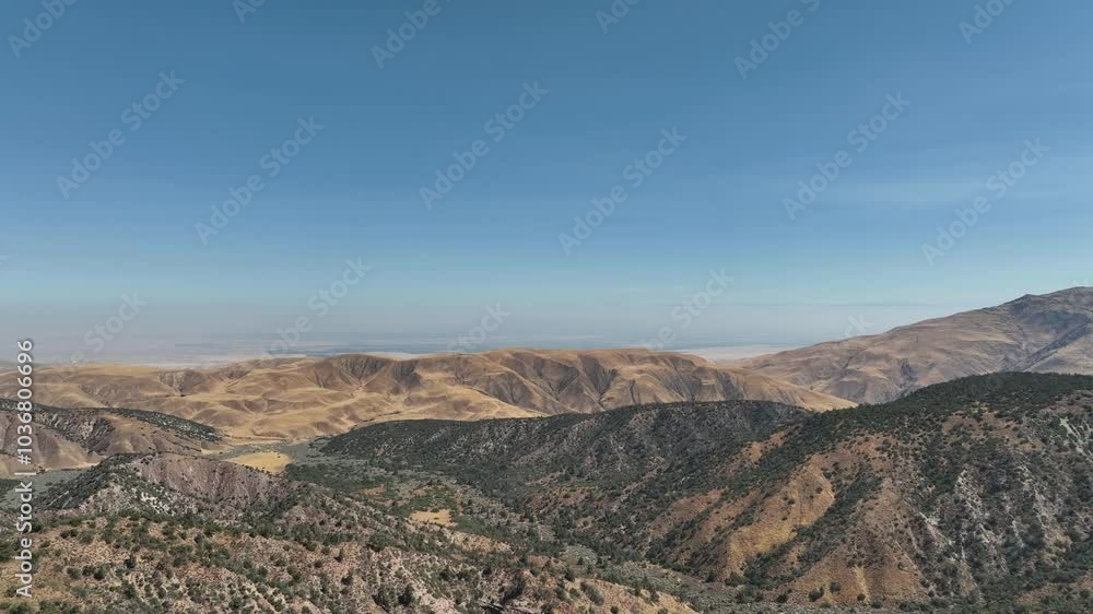 Los Padres Forest and San Joaquin Valley Aerial Shot Elevate California USA Los Padres Forest and San Joaquin Valley Aerial Shot Elevate California USA