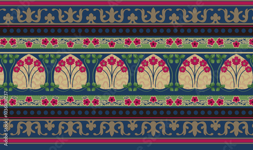 Obraz na płótnie seamless beautiful wallpaper cards border design floral leaf vintage ornament Victorian geometric ethnic print paisley pattern w salonie