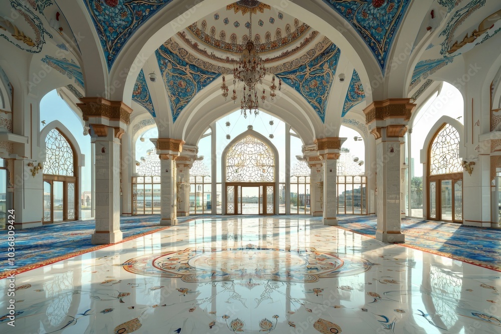 Fototapeta premium Beautiful mosque as a place of worship for Muslims created with Generative AI