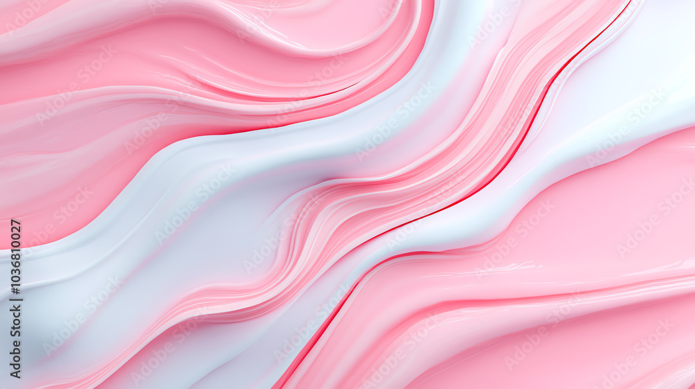 Fototapeta premium Abstract waves of pink and white create a soothing, flowing texture perfect for backgrounds or design elements.