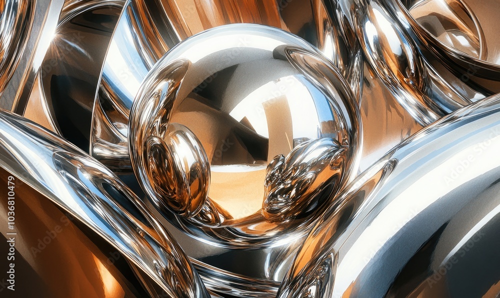 A shiny, metallic object with a reflective surface A shiny, metallic object with a reflective surface
