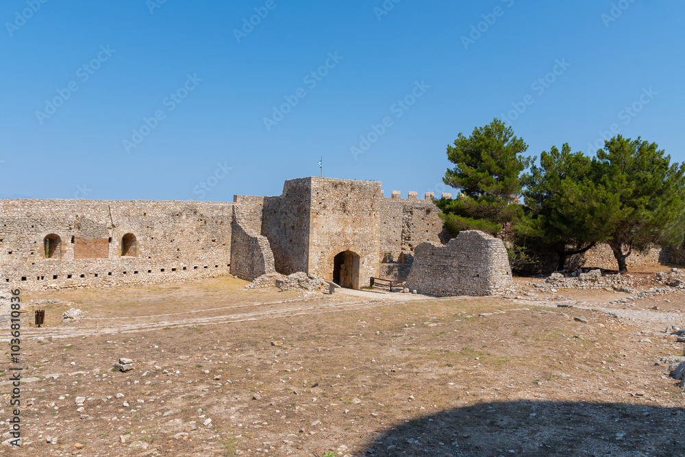 Chlemoutsi (Clermont) castle in Kyllini town, Peloponnese, Greece